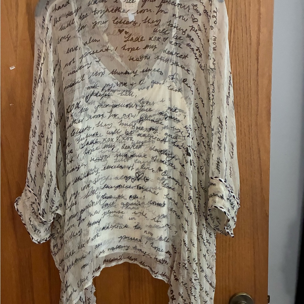 Johnny Was Cream Script Blouse - image 3